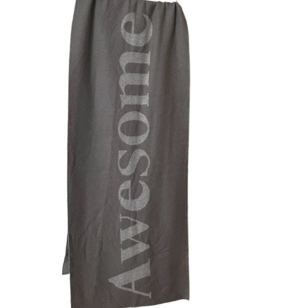 FIGS Medical Apparel “Awesome Humans” Oversized Wool Blend Scarf Wrap Taupe Gray